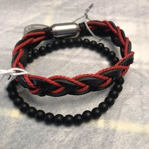 Black and red men’s new bracelet set (2pcs)